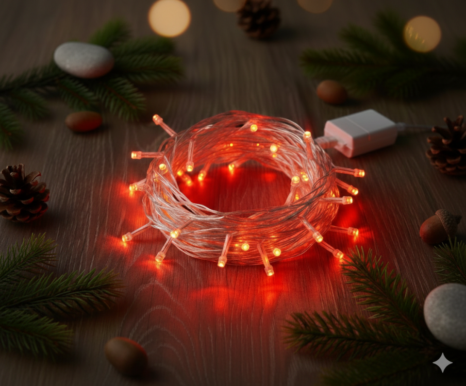 Damla Uçlu Kırmızı Dekoratif Işık 10 Metre 100 LED