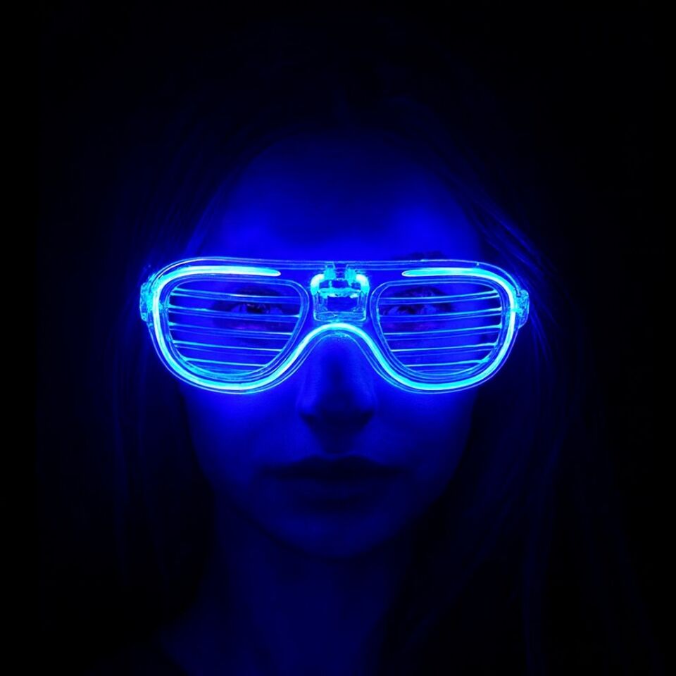 Mavi Led Işıklı Parti Gözlüğü - Neon 3 Modlu