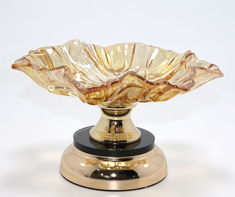 Gold Detaylı Ayaklı Dekoratif Cam Sunumluk