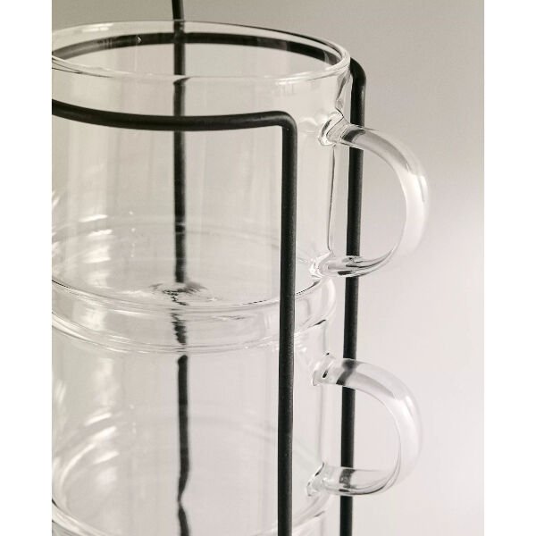 Standlı Borosilikat 4'lü Fincan Seti