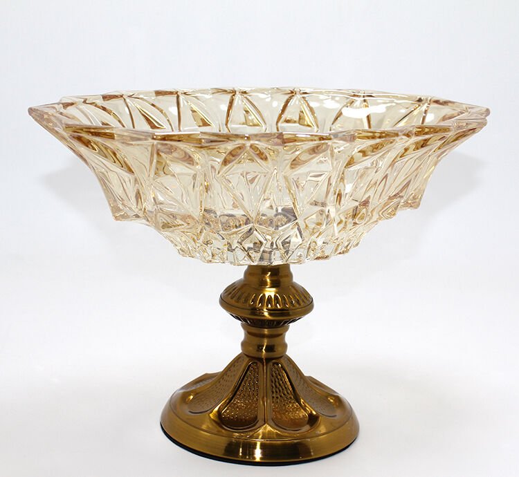 Gold Detaylı Eskitme Ayaklı Dekoratif Cam Sunumluk