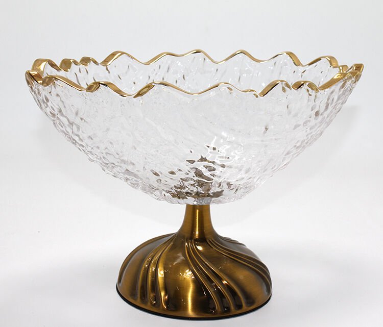 Gold Detaylı Eskitme Ayaklı Dekoratif Cam Sunumluk