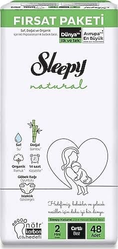 Sleepy Bebek Bezi Natural 2 Numara 42 Adet Cırtlı Bez
