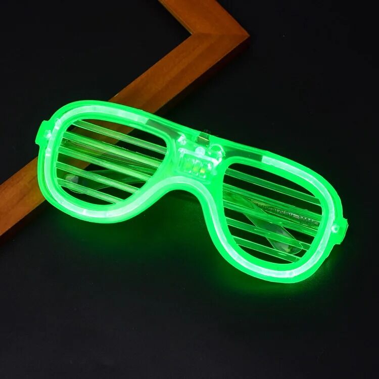 Yeşil LED Işıklı Parti Gözlüğü – Neon 3 Modlu