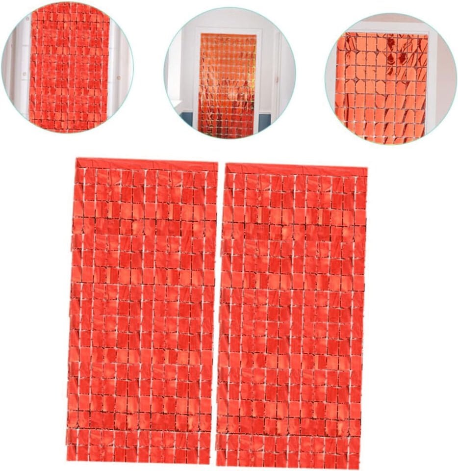 Kırmızı Disko Dikdörtgen Kesim Kapı Perdesi