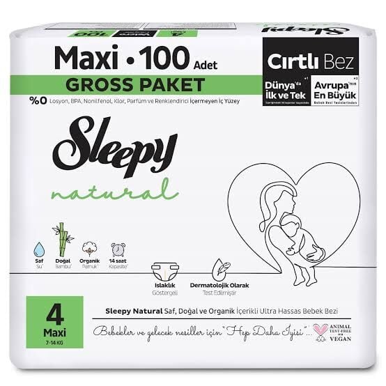 Sleepy Bebek Bezi Natural 4 Numara Cırtlı Bez 100