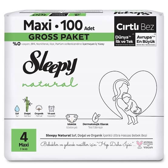 Sleepy Bebek Bezi Natural 4 Numara Cırtlı Bez 100