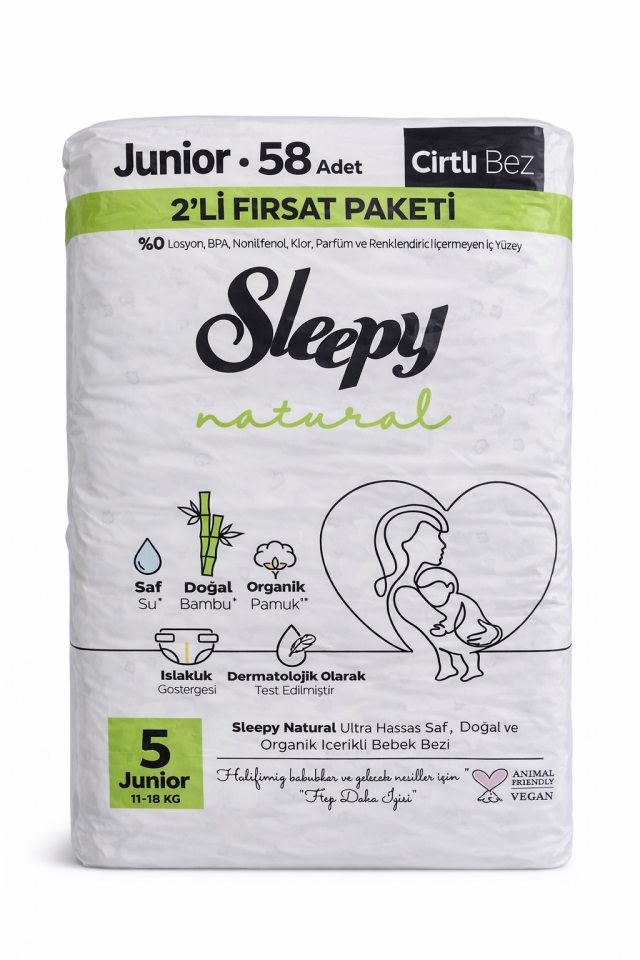 Sleepy Bebek Bezi Natural 5 Numara Cırtlı Bez 58