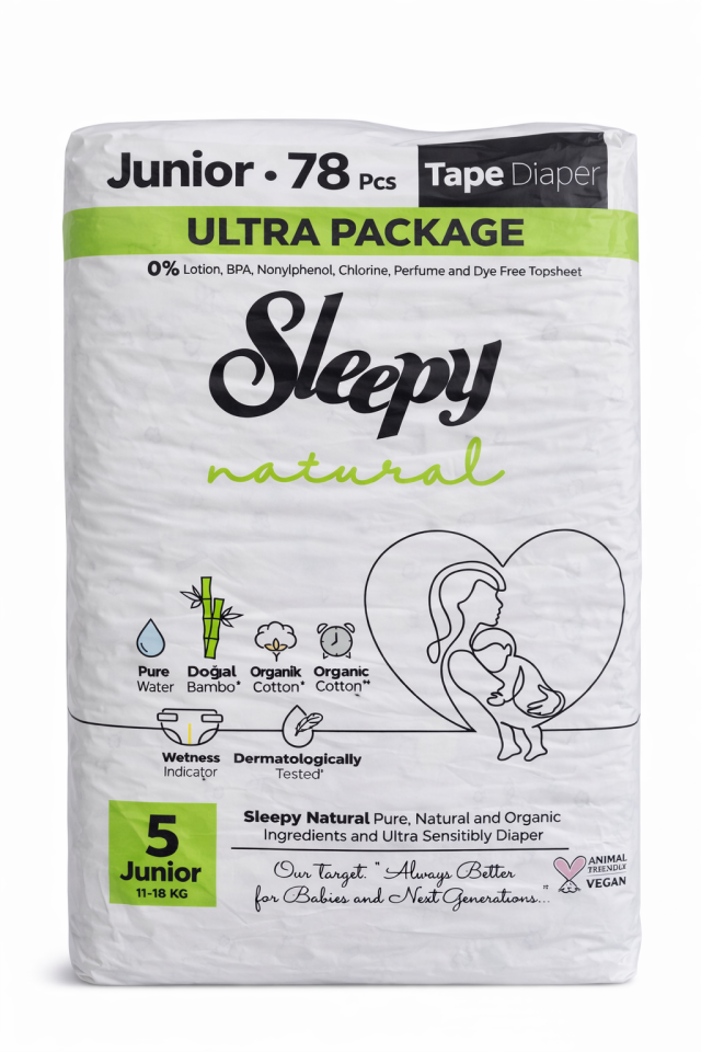 Sleepy Bebek Bezi Natural 5 Numara Cırtlı Bez 78
