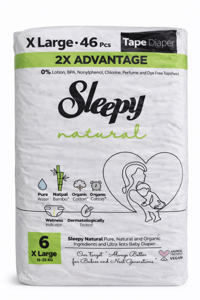 Sleepy Bebek Bezi Natural 6 Numara Cırtlı Bez 46
