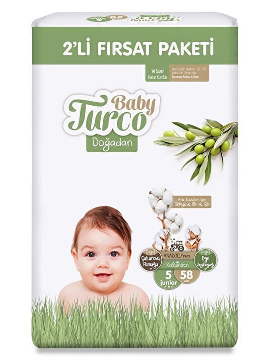 Baby Turco 5 Numara 58 Adet Cırtlı Bez