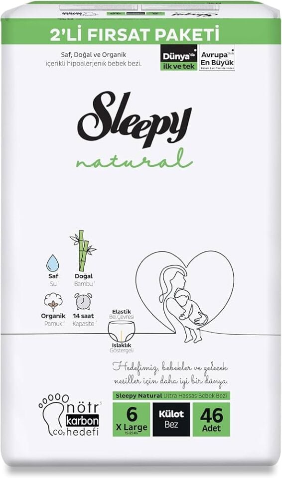 Sleepy Bebek Bezi Natural 6 Numara 46 Adet Külot Bez