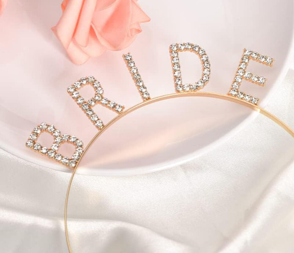 Altın Gold Renk Bekarlığa Veda Kristal Taş Bride Tacı İthal