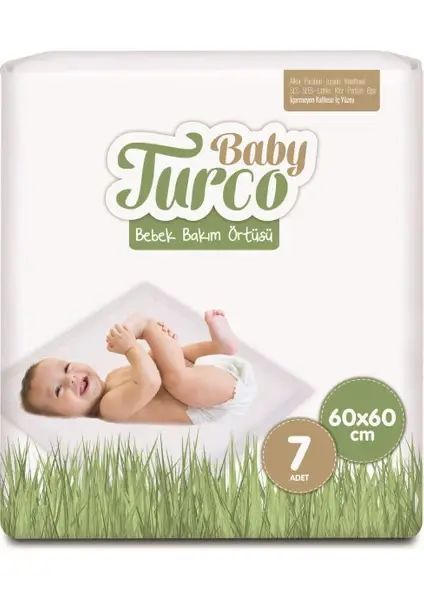 Baby Turco Bebek Bakım Örtüsü 60X60 Cm 7 Adet