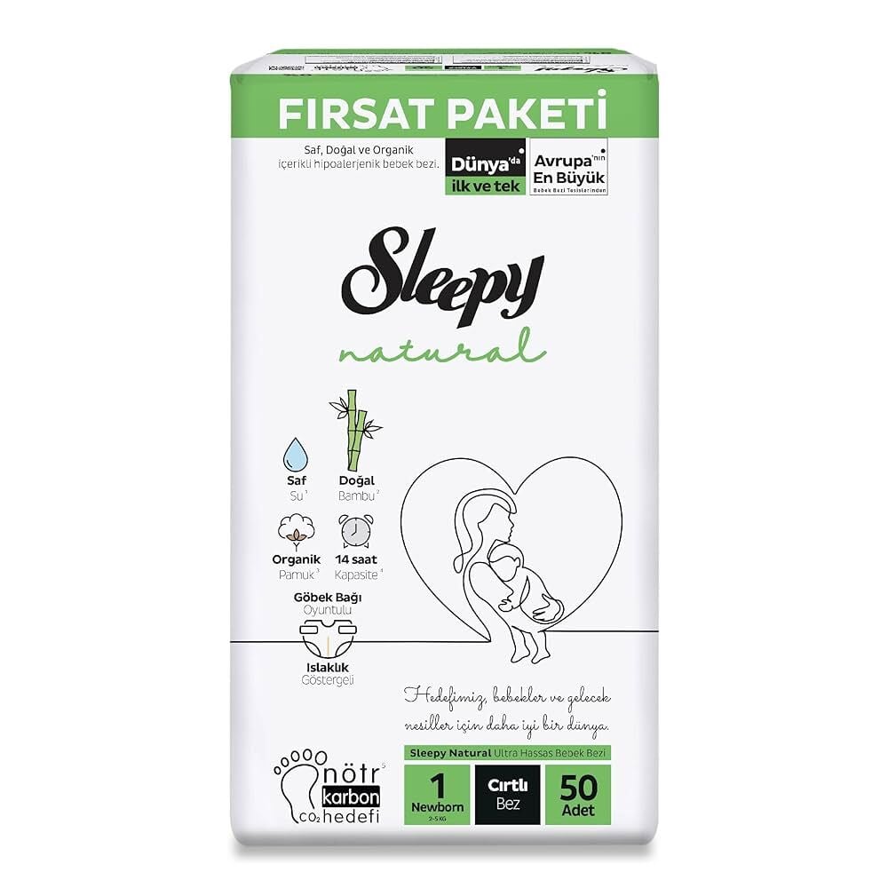 Sleepy Natural 1 Numara 50 Adet Cırtlı Bez