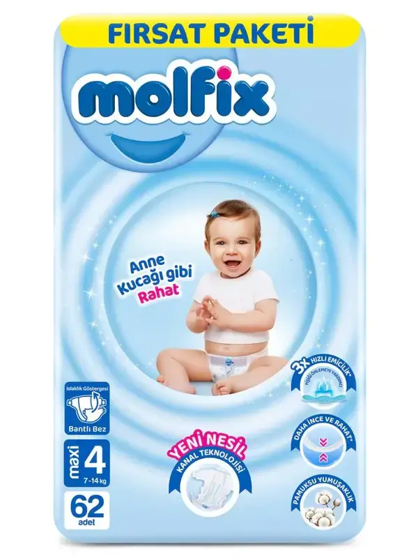 Molfix 4 Numara Bebek Bezi  | Ultra Fırsat Paketi 62