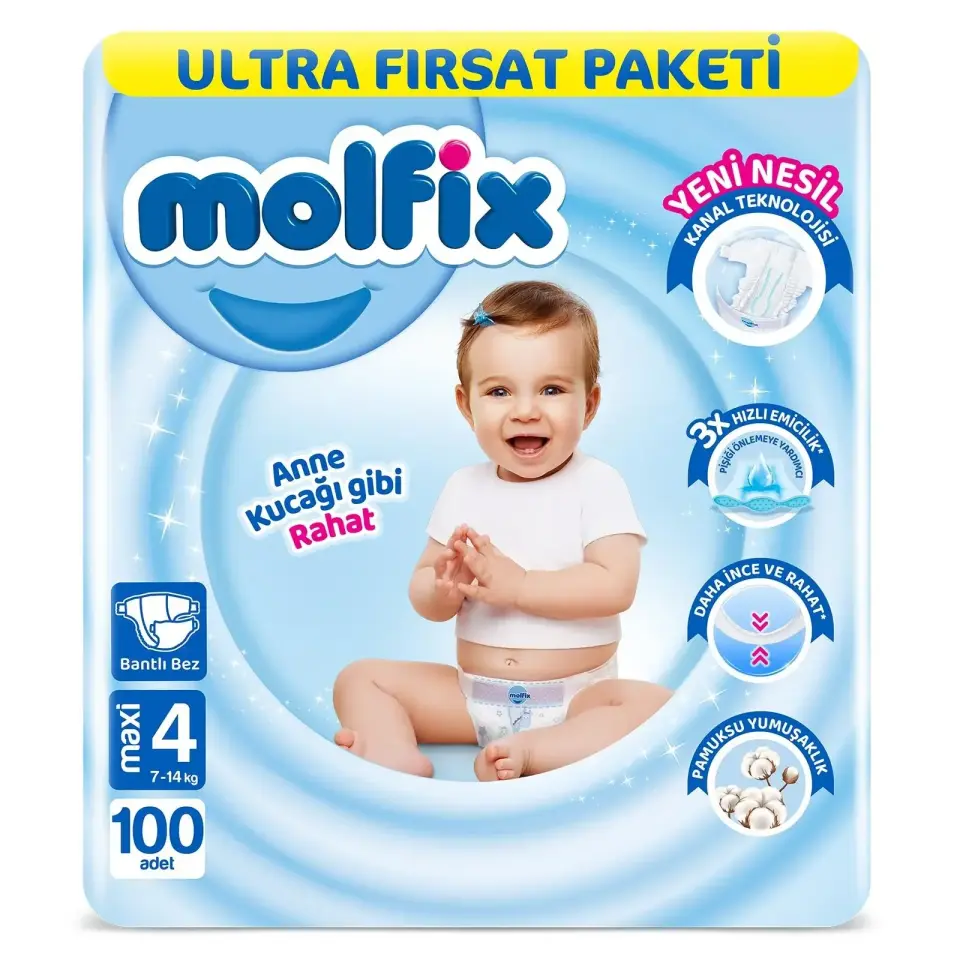Molfix 4 Numara Bebek Bezi  | Ultra Fırsat Paketi 100