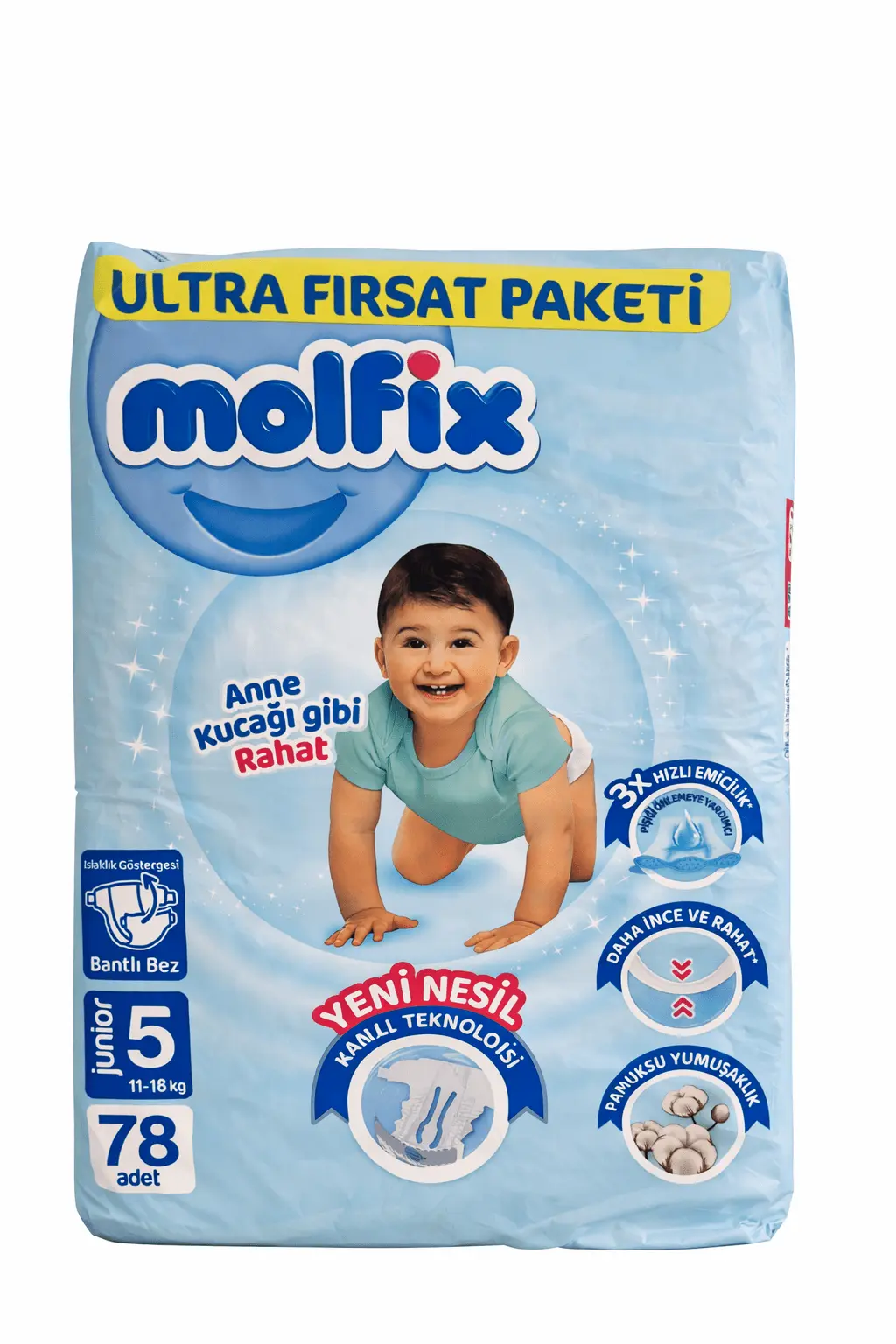 Molfix 5 Numara Bebek Bezi 78 Adet | Ultra Fırsat Paketi