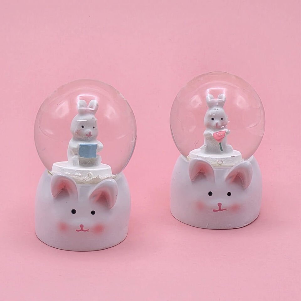 Mini Boy Tavşan Tasarımlı Işıklı Kar Küresi