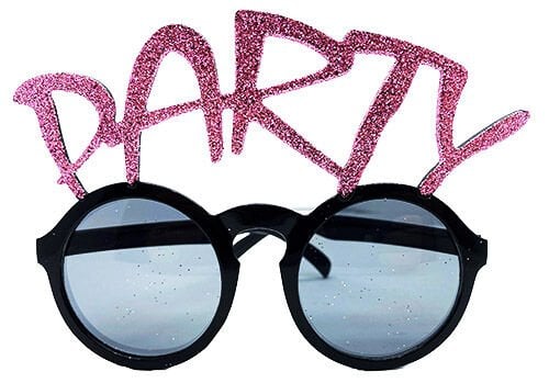 Party Yazılı Simli Pembe Renk Parti Gözlüğü