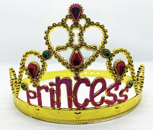 Prenses Yazılı Altın Renk Ayarlanabilir Parti Tacı