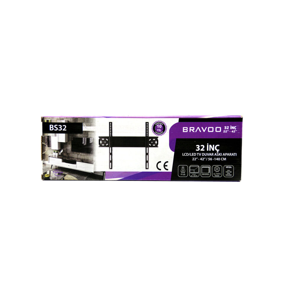 22 İnç ve 44 İnç - 32 İnç Sabit TV Askı Aparatı - LCD LED TV Uyumlu - 56-140 cm