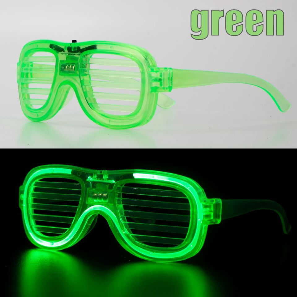 Yeşil LED Işıklı Parti Gözlüğü – Neon 3 Modlu