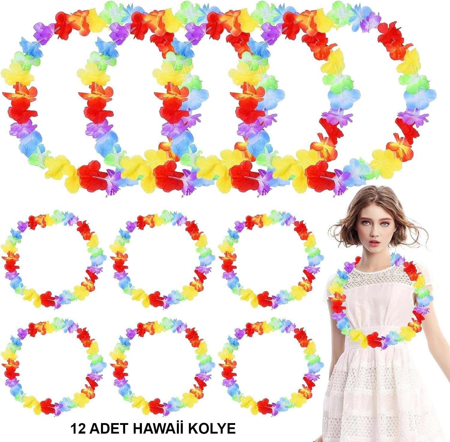 Hawaii Çiçekli Boyun Kolyesi 12 Adet