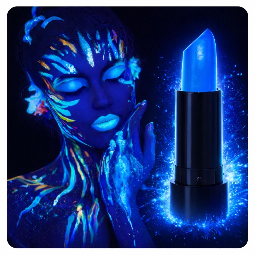 UV Neon Mavi Ruj – Karanlıkta Parlayan Makyaj Boyası