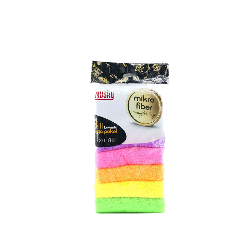 8'li Mikrofiber Temizlik Bezi Seti - Renkli - Leke Bırakmaz