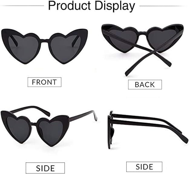 Siyah Renk Kalp Şekilli Parti Gözlüğü