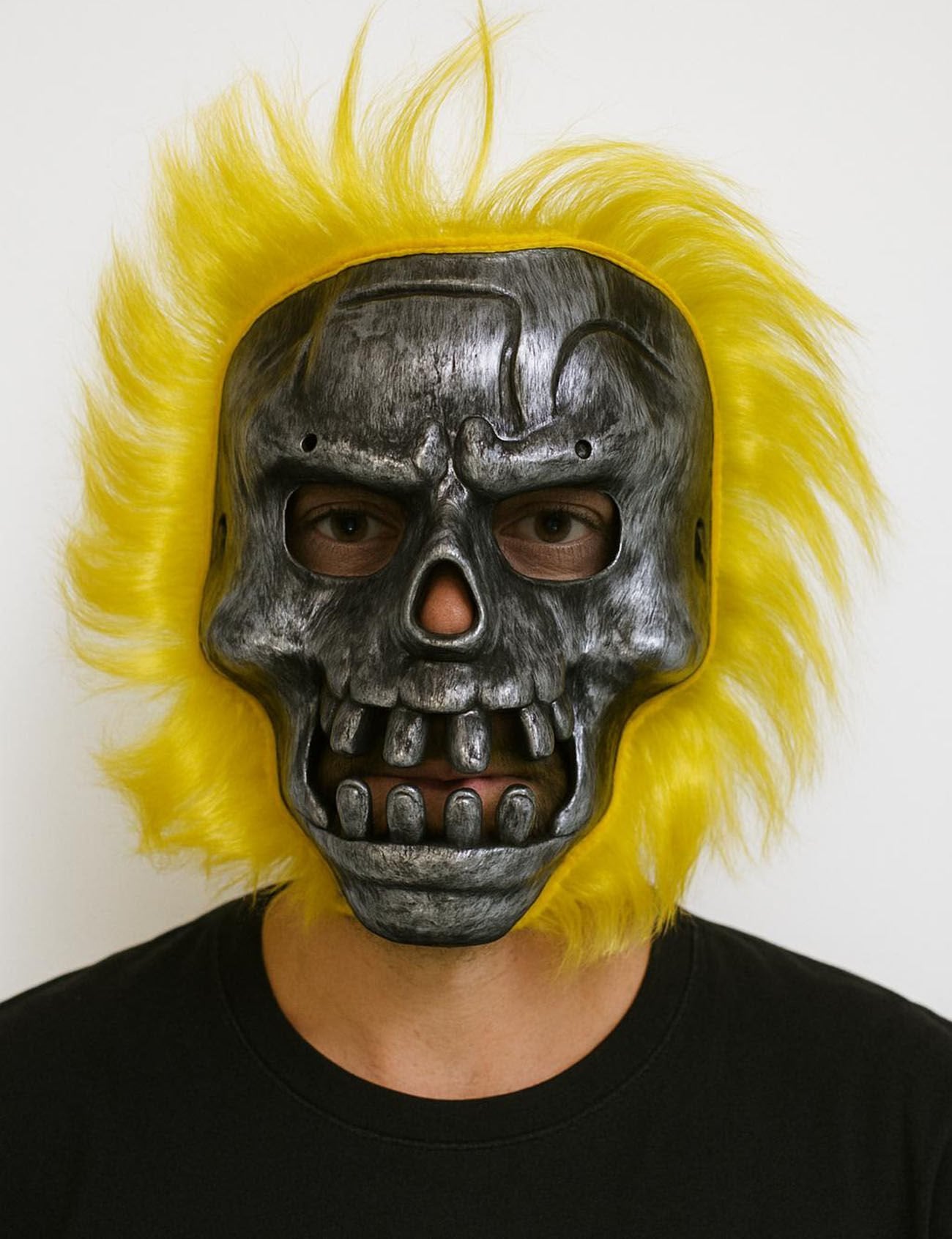 Wild Skull - Metal Kafatası Sarı Saçlı İskelet Maske