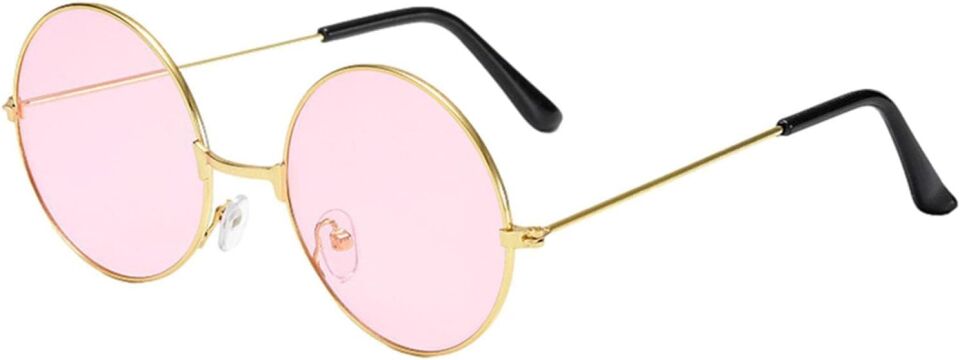 Yuvarlak Cam John Lennon Tarzı Gold Pembe Gözlük
