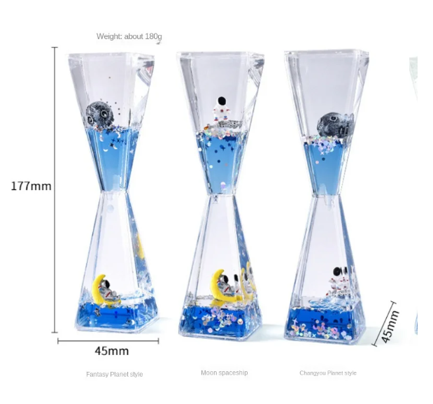 Uzay Temalı Dökülen Yağ Kum Saati