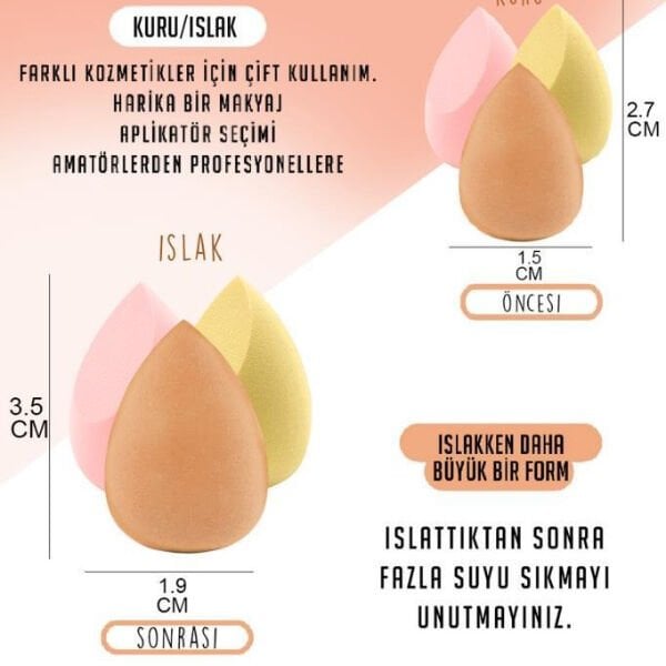 4'lü Kapaklı Armut Makyaj Süngeri Seti
