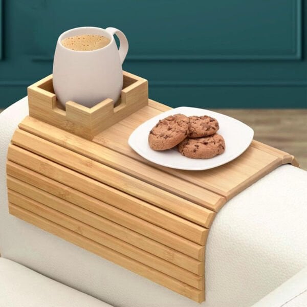 Katlanabilir Ahşap Koltuk Yanı Kanepe Tepsisi