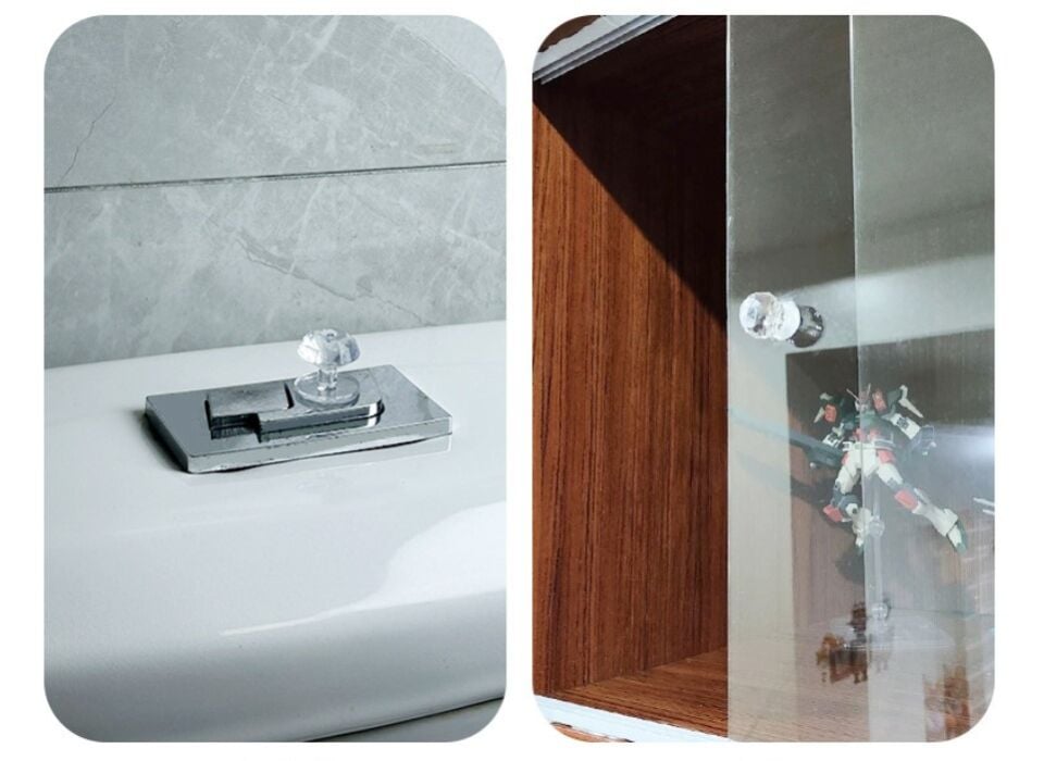 4 Adet Kristal Tasarımlı Çok Amaçlı Yapışkanlı Tutacak Buton