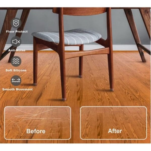 4'lü Keçeli Şeffaf Silikon Sandalye Ayak Koruyucu Seti