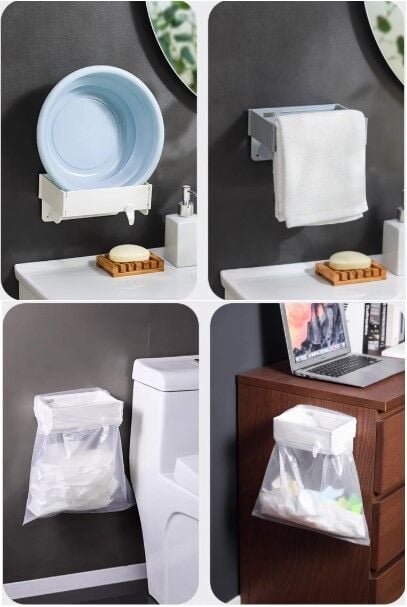 Kendinden Yapışkanlı Katlanabilir Çöp Poşeti Tutucu Aparat