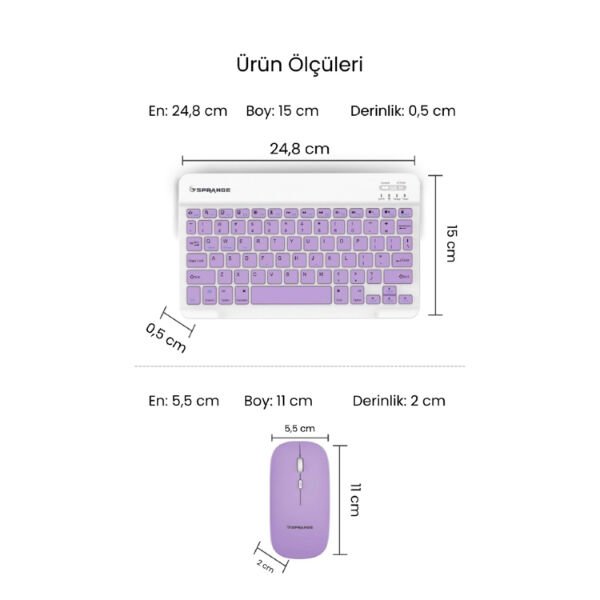 Mor Kablosuz Klavye Ve Mouse Seti