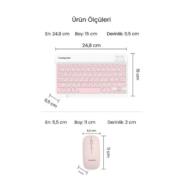 Pembe Kablosuz Klavye Ve Mouse Seti