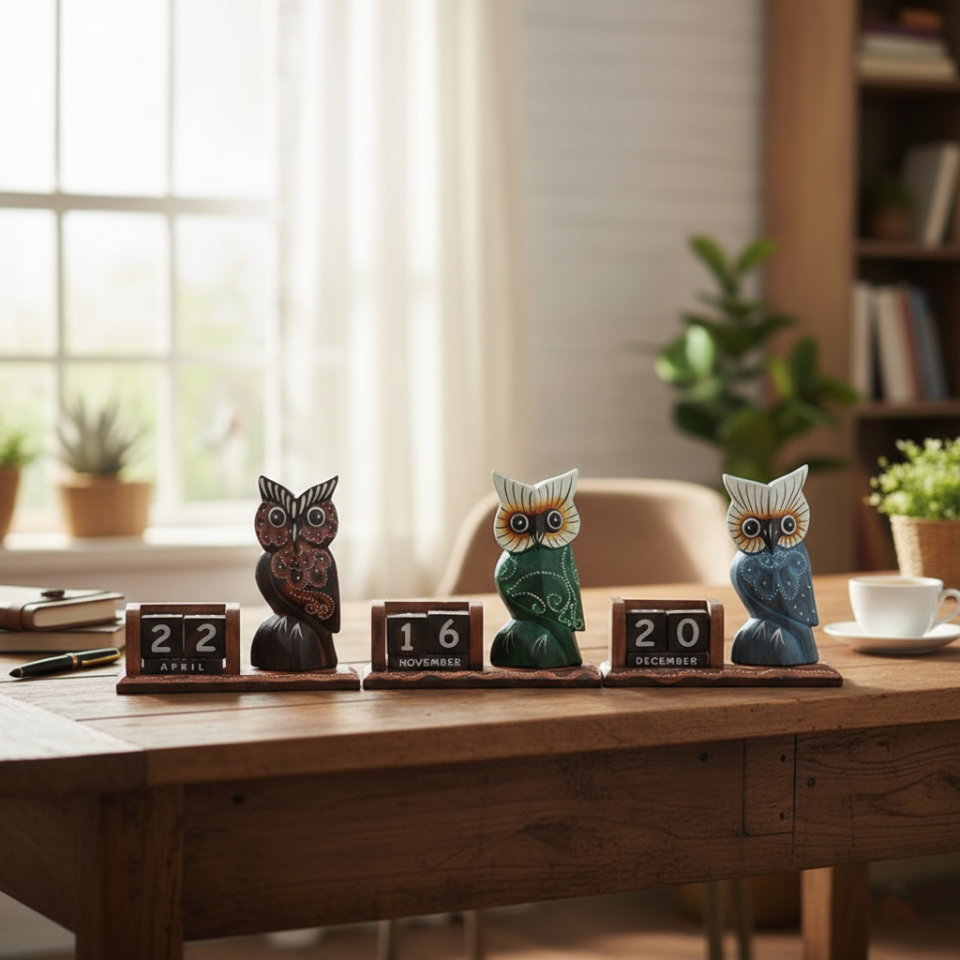 Ahşap Baykuş Takvim  Büyük Boy