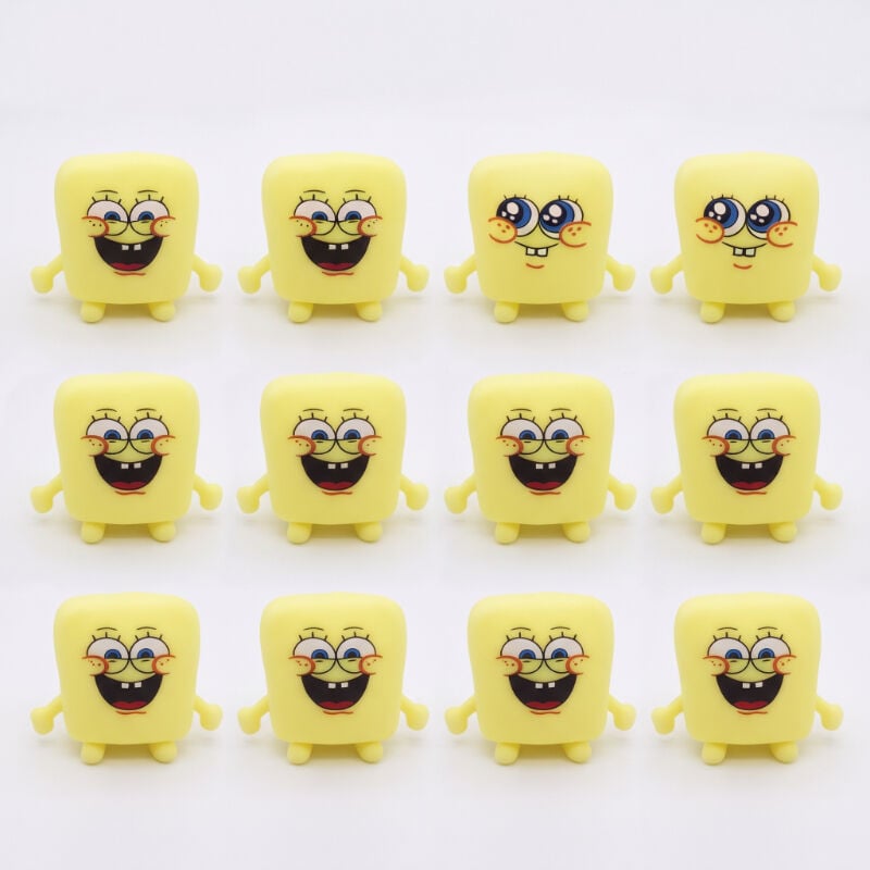 Sünger Bob Tasarımlı Squishy - 12'li Paket - Yumuşak Oyuncak - Farklı Model