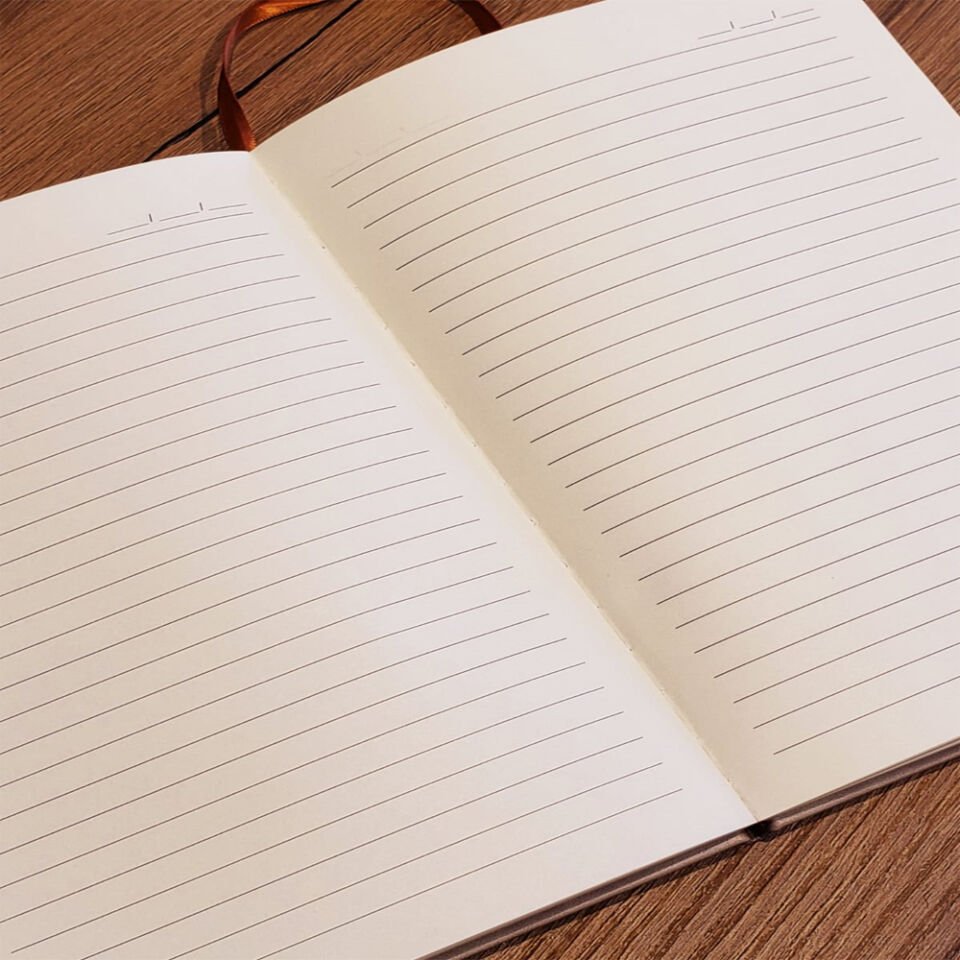Gold İşlemeli Siyah Deri Defter