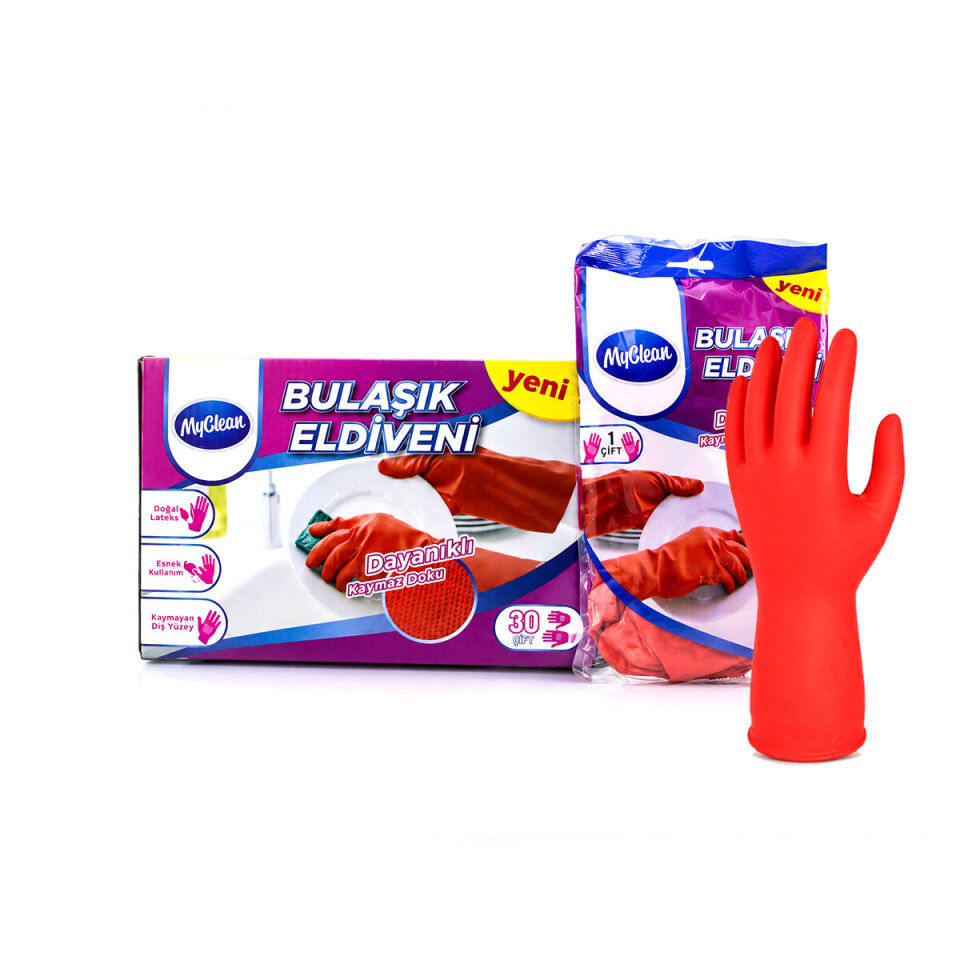 M Beden Temizlik ve Bulaşık Eldiveni - Doğal Pamuk Astarlı - Plastik