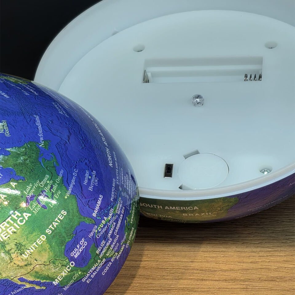 360 Derece Dönen LED Işıklı Mavi Dünya Küresi