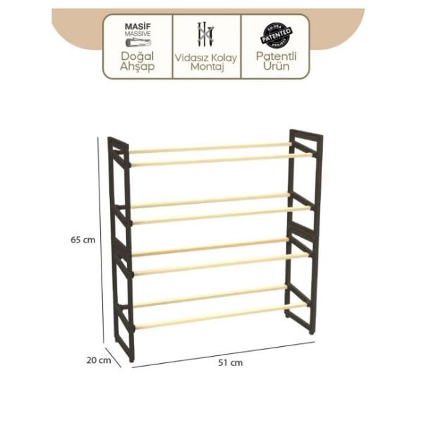 4 Katlı Ahşap Ayakkabılık