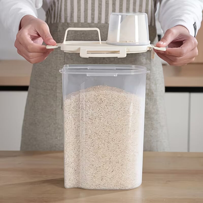 Ölçü Kabı Kapaklı Bakliyat Saklama Kabı - Kulplu Tasarım - 1800 ml