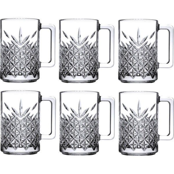 6'lı Kulplu Kristal Meşrubat Bardağı