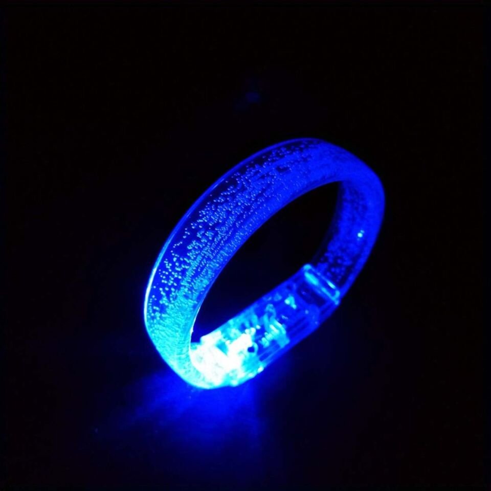 Mavi Led Işıklı Baskı Yapılabilen Pilli Bileklik Bilezik 1,5 cm Genişlik